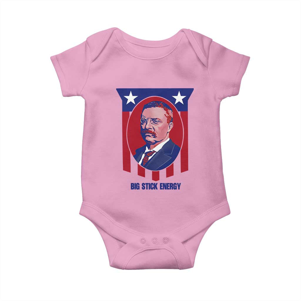 Theodore Roosevelt Patriotic American Flag Baby Onesie Big Stick Energy President TS14 Light Pink Print Your Wear