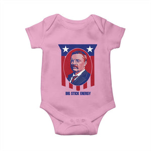 Theodore Roosevelt Patriotic American Flag Baby Onesie Big Stick Energy President TS14 Light Pink Print Your Wear