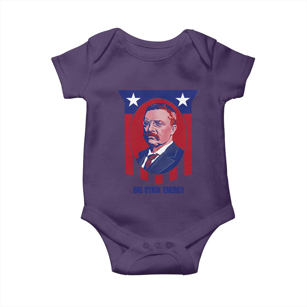 Theodore Roosevelt Patriotic American Flag Baby Onesie Big Stick Energy President TS14 Purple Print Your Wear