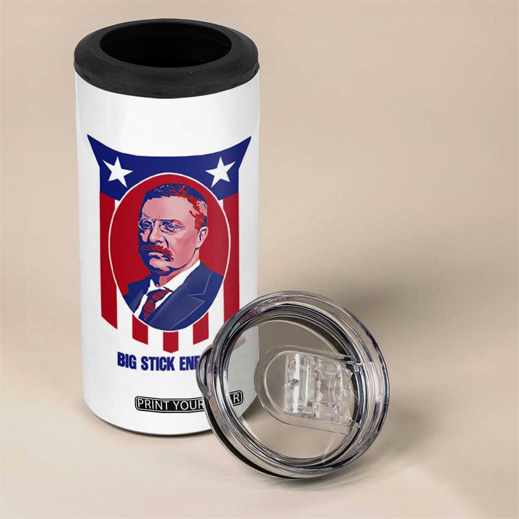 Theodore Roosevelt Patriotic American Flag 4 in 1 Can Cooler Tumbler Big Stick Energy President TS14 Print Your Wear