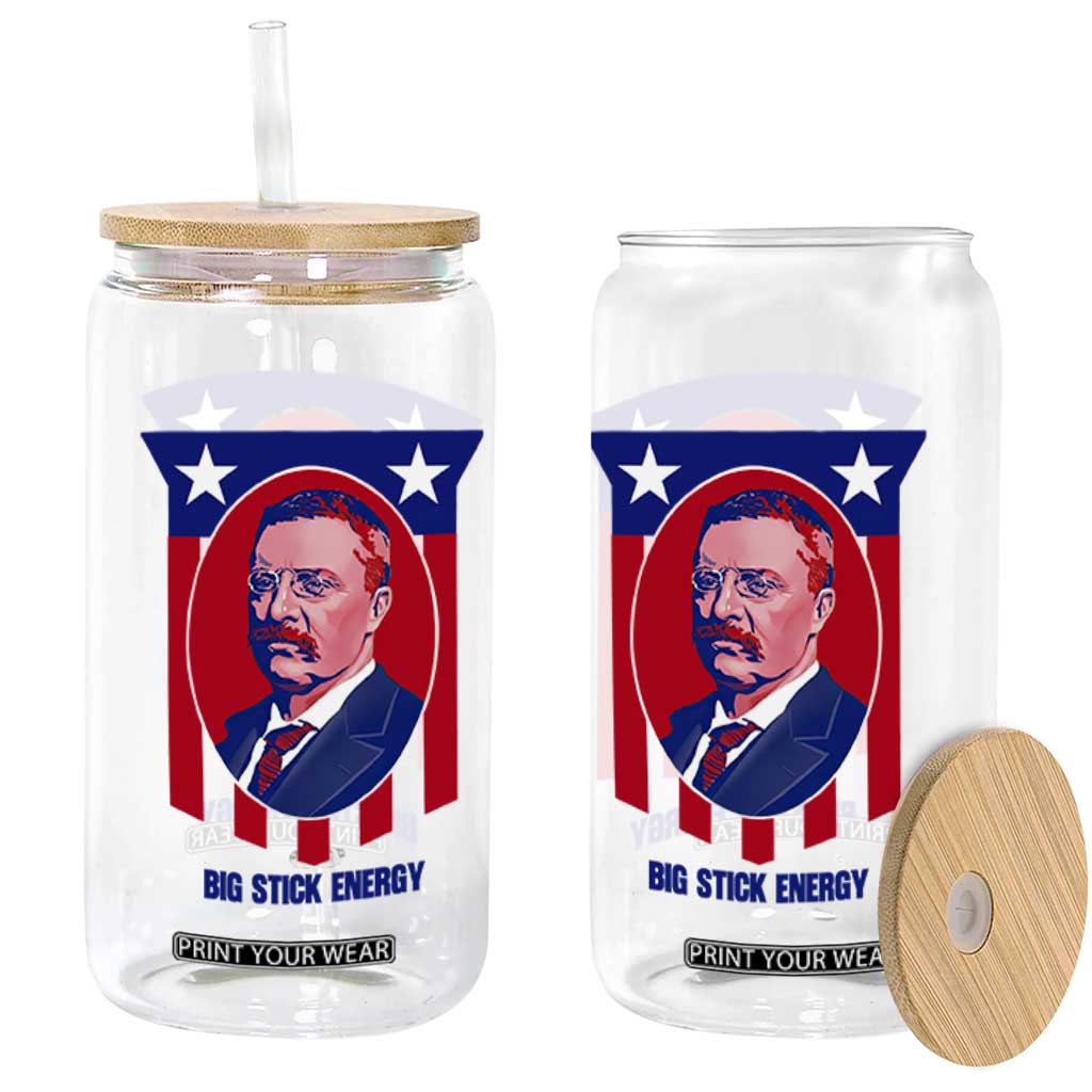 Theodore Roosevelt Patriotic American Flag Glass Can Big Stick Energy President TS14 Print Your Wear