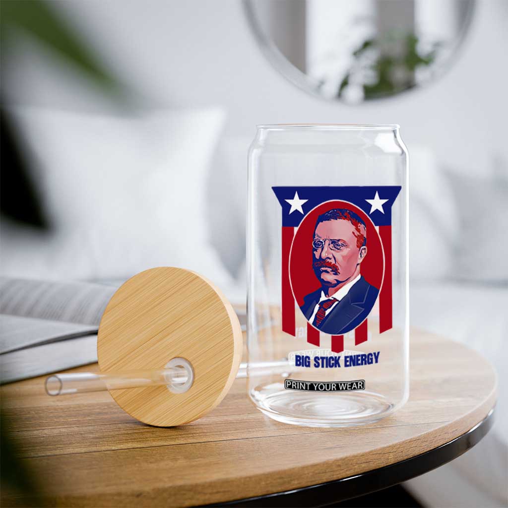 Theodore Roosevelt Patriotic American Flag Glass Can Big Stick Energy President TS14 Print Your Wear