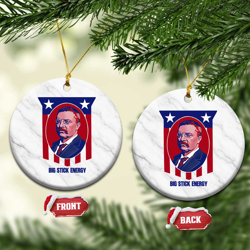 Theodore Roosevelt Patriotic American Flag Ceramic Ornament Big Stick Energy President TS14 1pc White Marble Print Your Wear
