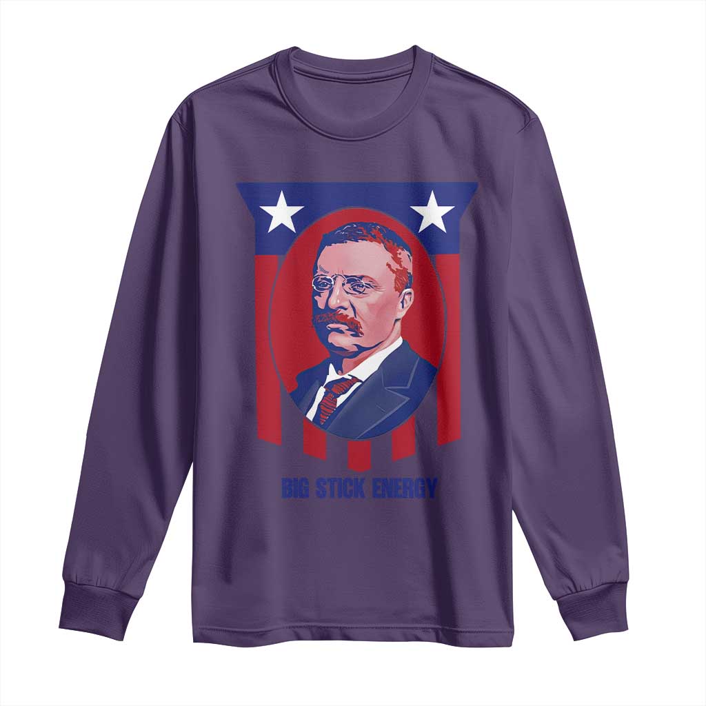 Theodore Roosevelt Patriotic American Flag Long Sleeve Shirt Big Stick Energy President TS14 Purple Print Your Wear
