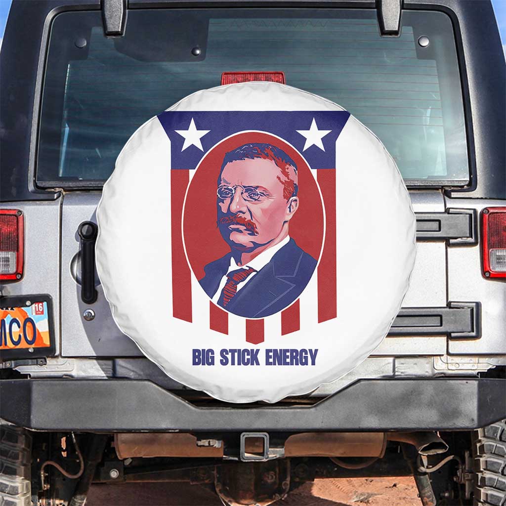 Theodore Roosevelt Patriotic American Flag Spare Tire Cover Big Stick Energy President TS14 No hole White Print Your Wear
