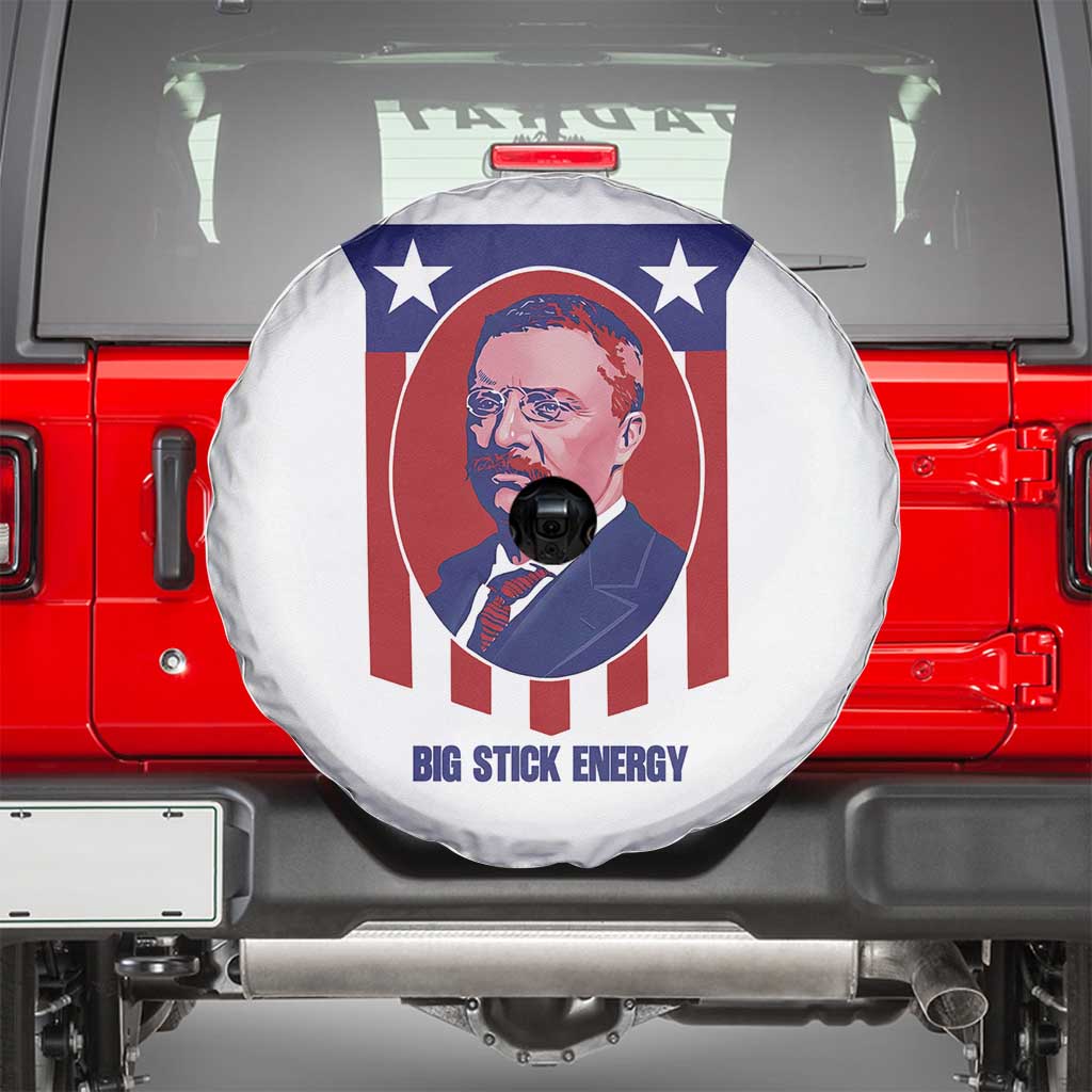 Theodore Roosevelt Patriotic American Flag Spare Tire Cover Big Stick Energy President TS14 White Print Your Wear