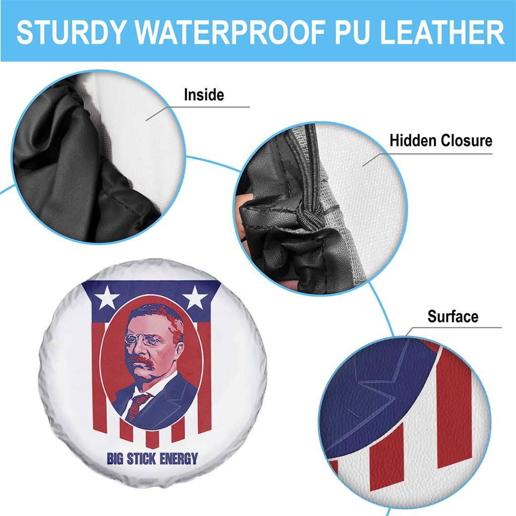 Theodore Roosevelt Patriotic American Flag Spare Tire Cover Big Stick Energy President TS14 Print Your Wear