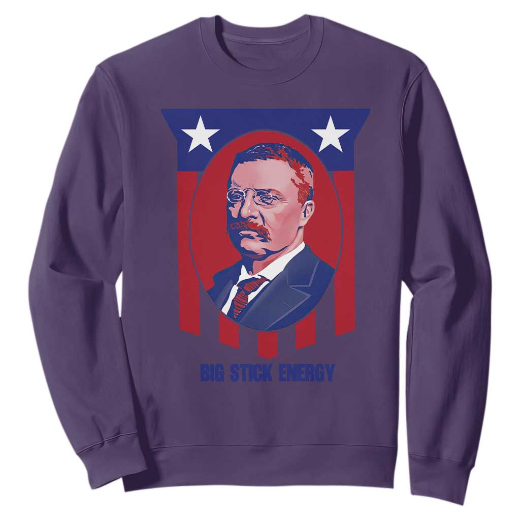 Theodore Roosevelt Patriotic American Flag Sweatshirt Big Stick Energy President TS14 Purple Print Your Wear