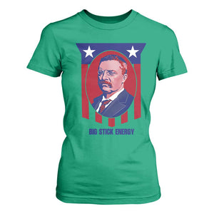 Theodore Roosevelt Patriotic American Flag T Shirt For Women Big Stick Energy President TS14 Irish Green Print Your Wear