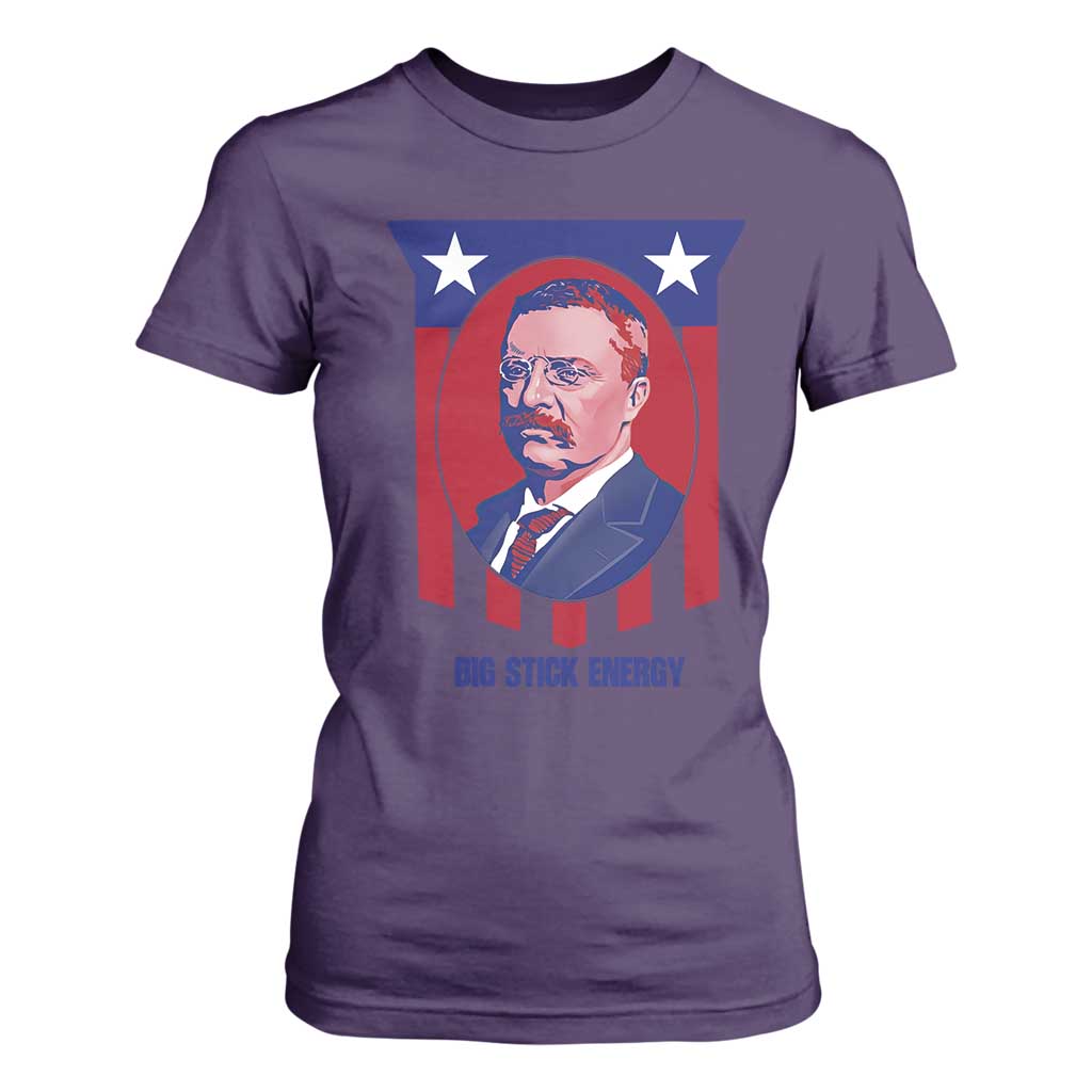 Theodore Roosevelt Patriotic American Flag T Shirt For Women Big Stick Energy President TS14 Purple Print Your Wear