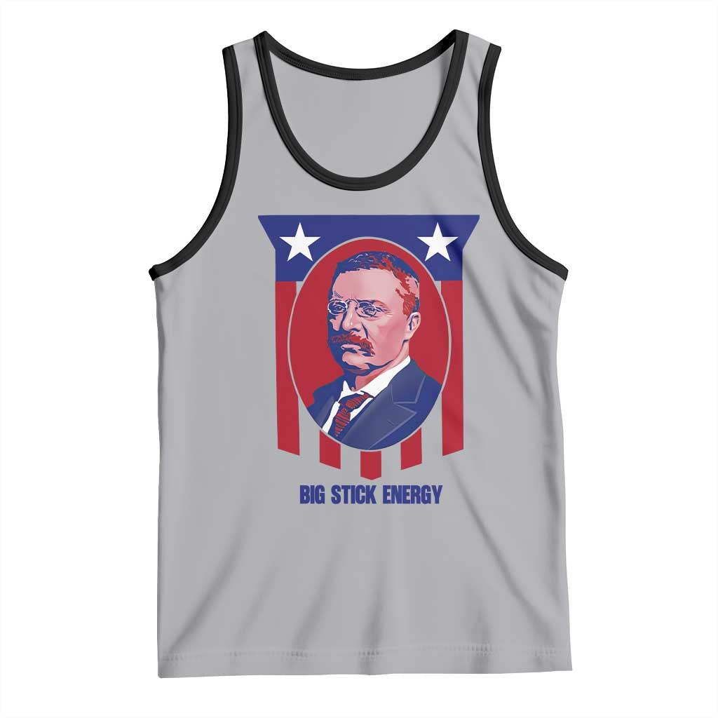 Theodore Roosevelt Patriotic American Flag Tank Top Big Stick Energy President TS14 Athletic Heather Black Print Your Wear
