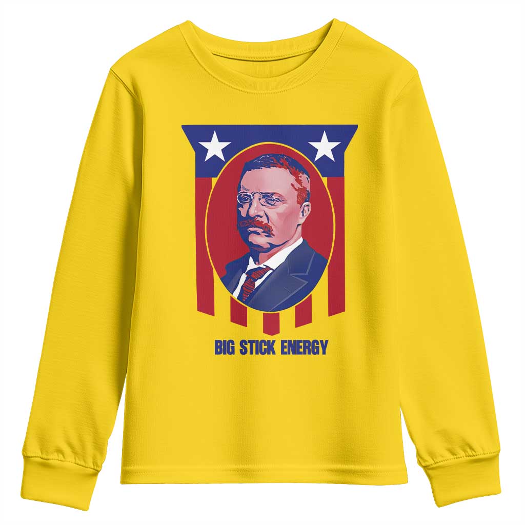 Theodore Roosevelt Patriotic American Flag Youth Sweatshirt Big Stick Energy President TS14 Daisy Print Your Wear