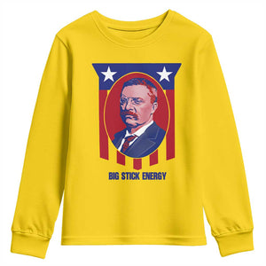 Theodore Roosevelt Patriotic American Flag Youth Sweatshirt Big Stick Energy President TS14 Daisy Print Your Wear