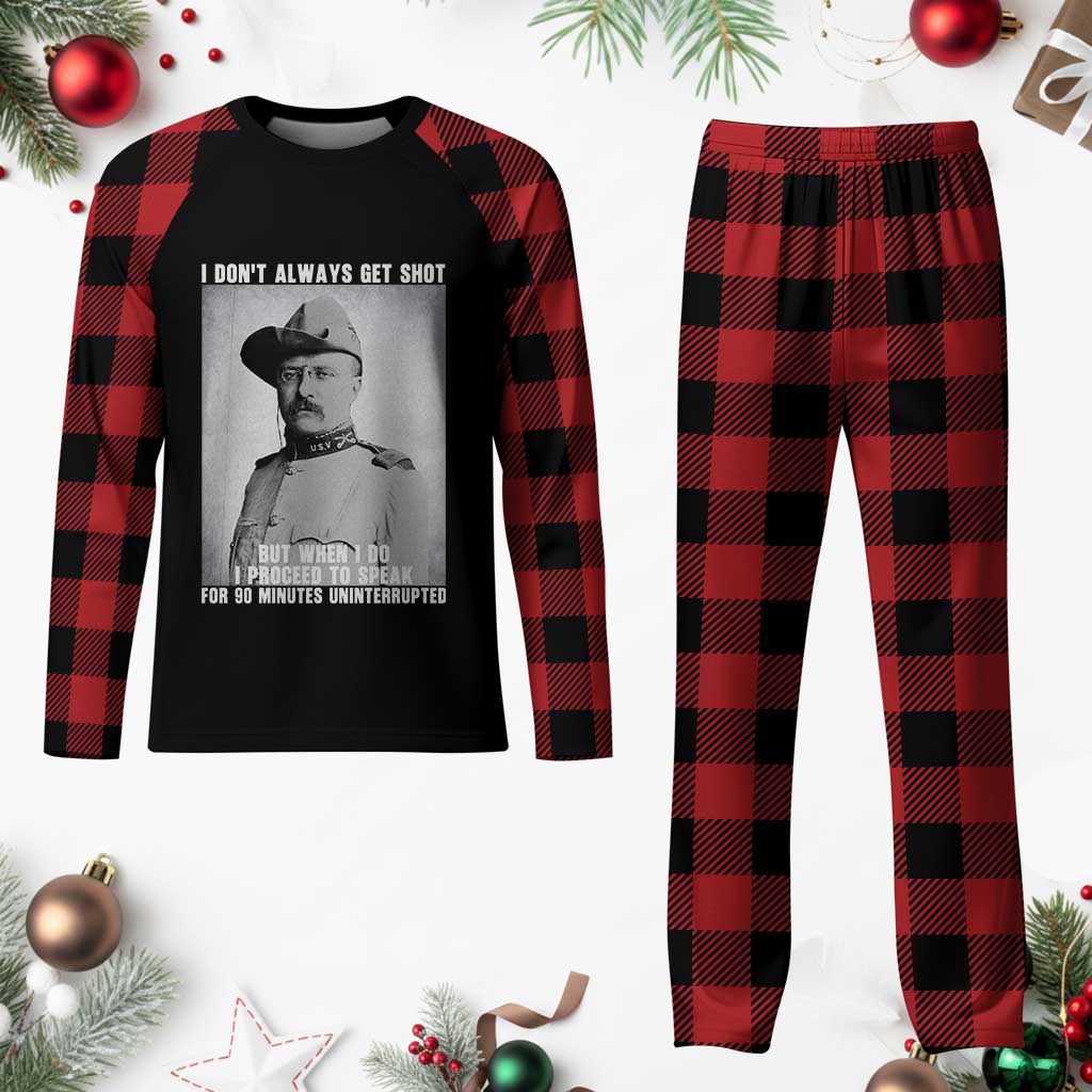 Theodore Roosevelt Quote Plaid Pajama Set I Don't Always Get Shot But When I Do TS14 Buffalo Plaid Print Your Wear