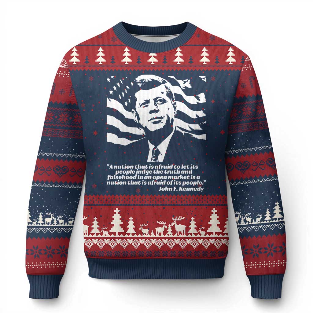 Theodore Roosevelt Quote Ugly Christmas Sweater Patriotic American Flag Presidents Day TS14 Navy Red Print Your Wear