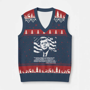 Theodore Roosevelt Quote V-Neck Knit Sweater Vest Patriotic American Flag Presidents Day TS14 Navy Red Print Your Wear