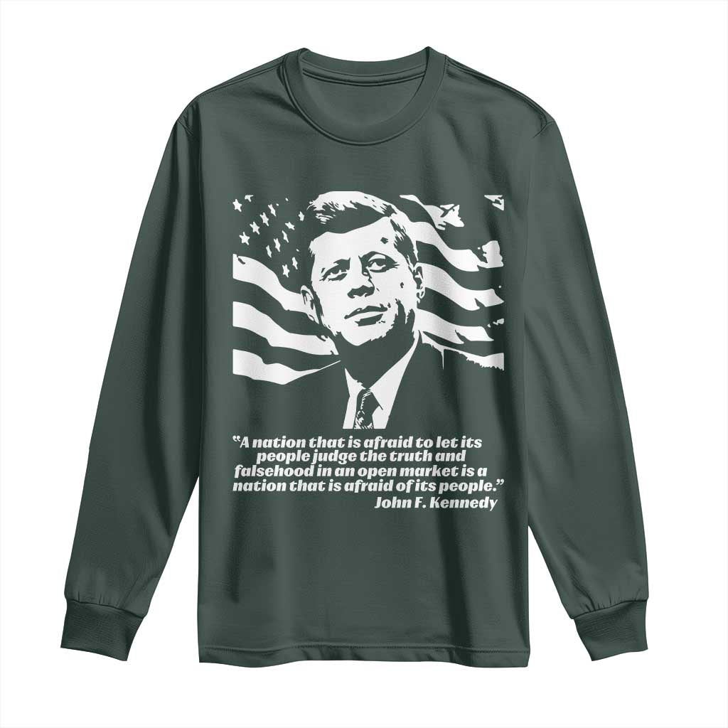 Theodore Roosevelt Quote Long Sleeve Shirt Patriotic American Flag Presidents Day TS14 Dark Forest Green Print Your Wear