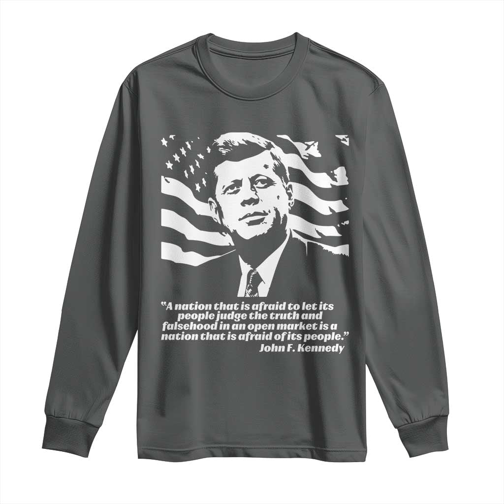 Theodore Roosevelt Quote Long Sleeve Shirt Patriotic American Flag Presidents Day TS14 Dark Heather Print Your Wear