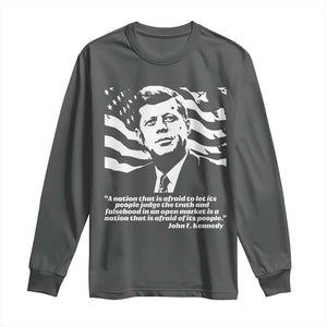 Theodore Roosevelt Quote Long Sleeve Shirt Patriotic American Flag Presidents Day TS14 Dark Heather Print Your Wear