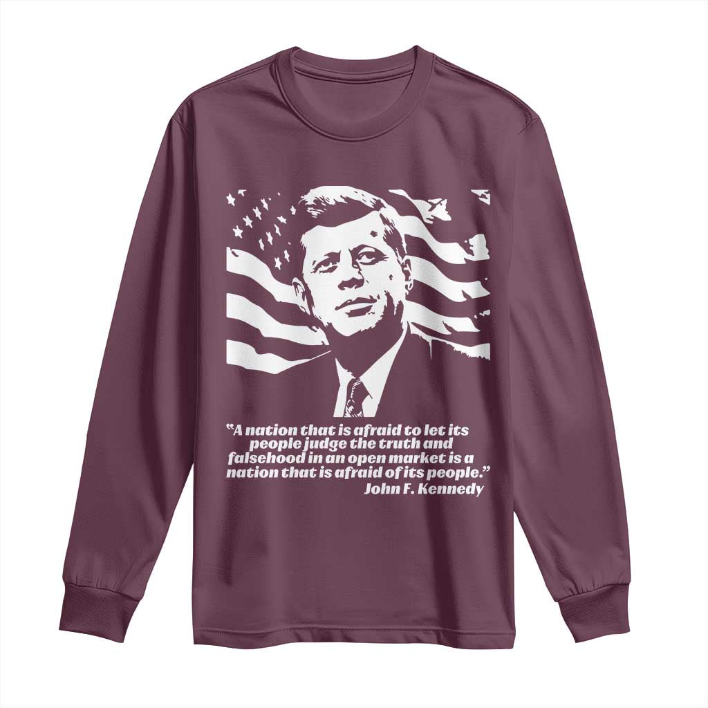 Theodore Roosevelt Quote Long Sleeve Shirt Patriotic American Flag Presidents Day TS14 Maroon Print Your Wear