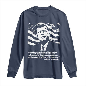 Theodore Roosevelt Quote Long Sleeve Shirt Patriotic American Flag Presidents Day TS14 Navy Print Your Wear