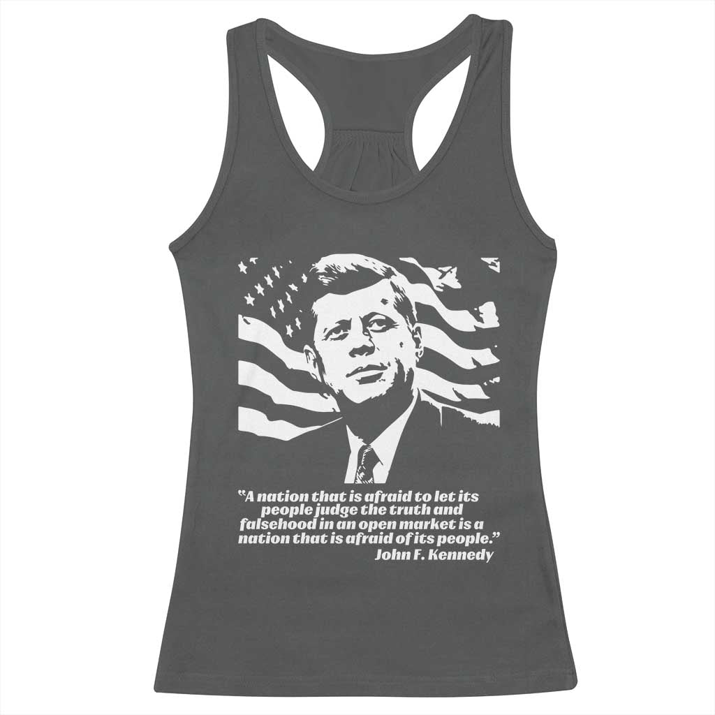 Theodore Roosevelt Quote Racerback Tank Top Patriotic American Flag Presidents Day TS14 Dark Heather Print Your Wear
