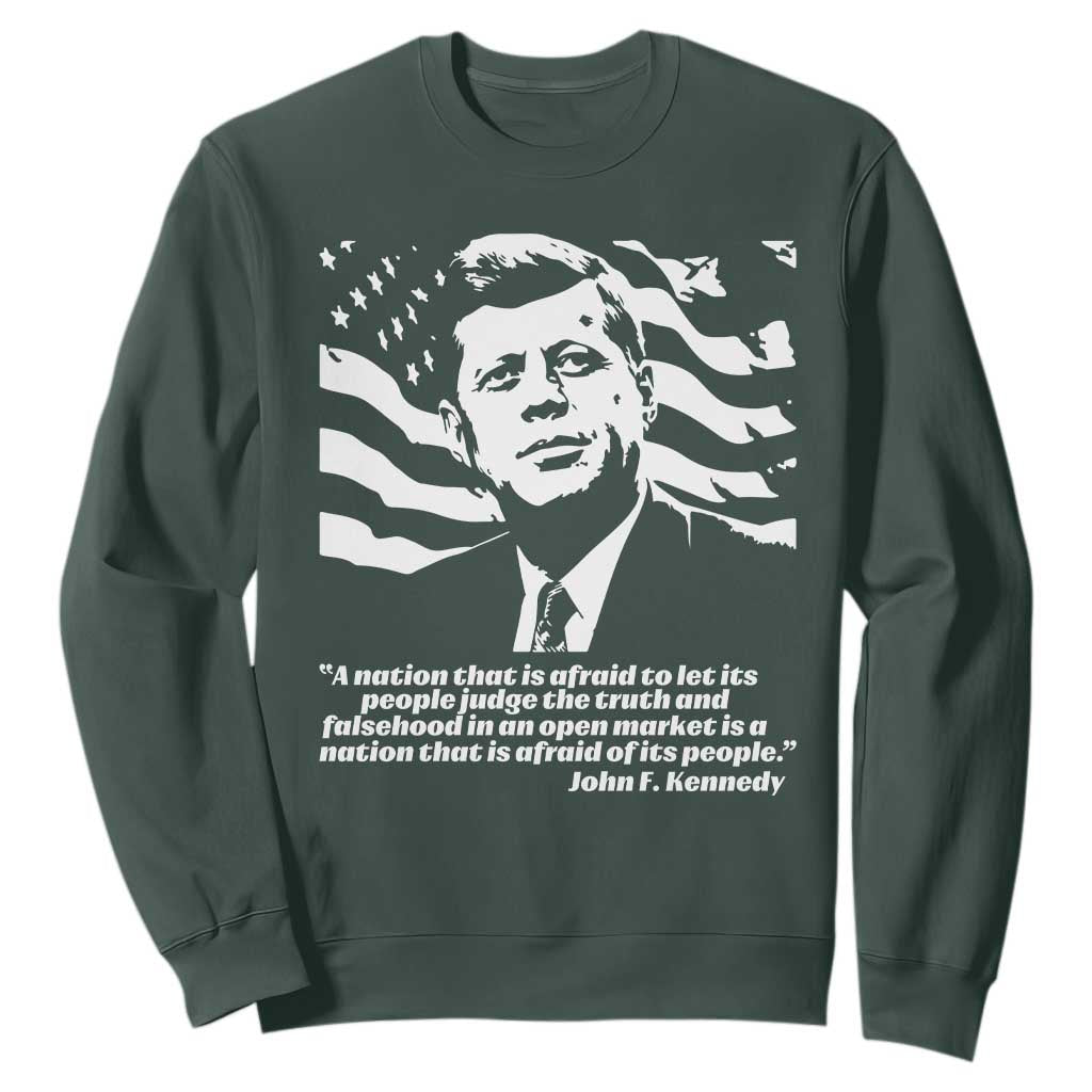 Theodore Roosevelt Quote Sweatshirt Patriotic American Flag Presidents Day TS14 Dark Forest Green Print Your Wear