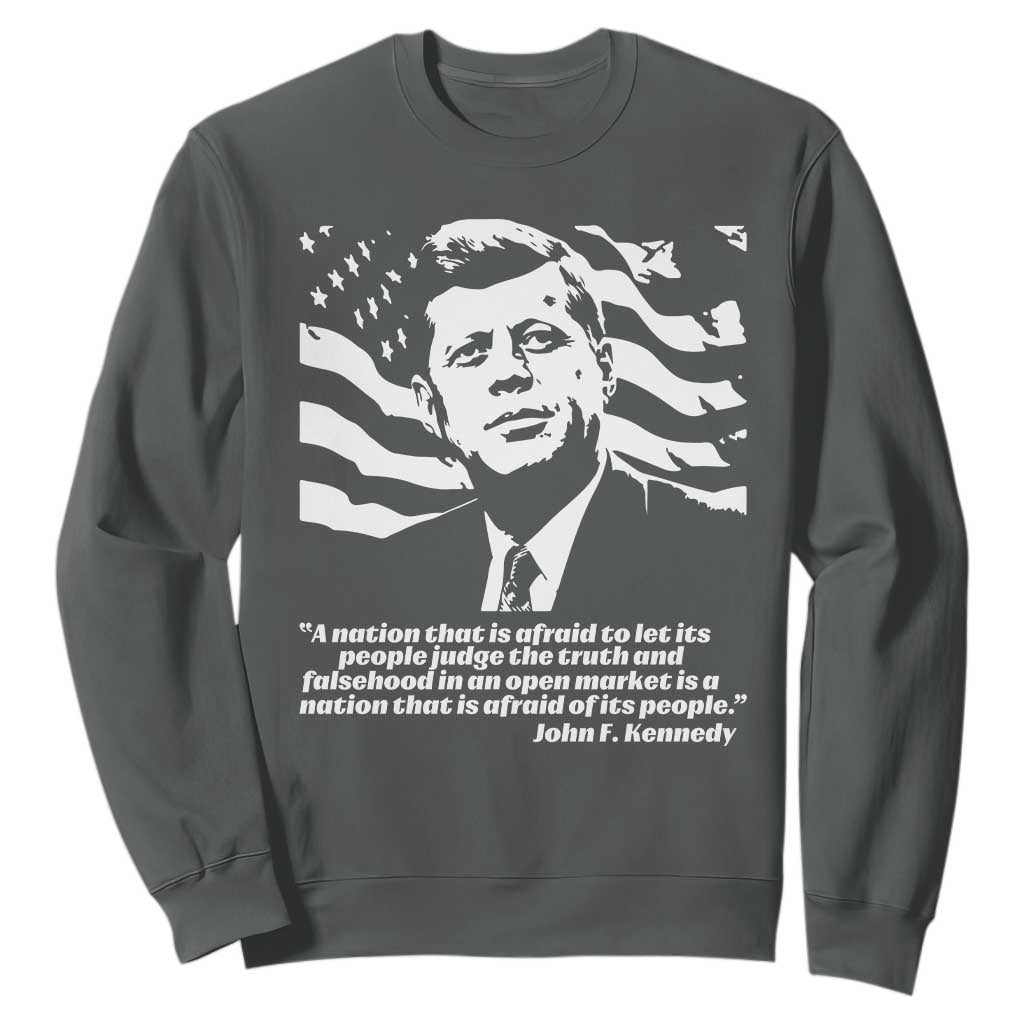 Theodore Roosevelt Quote Sweatshirt Patriotic American Flag Presidents Day TS14 Dark Heather Print Your Wear