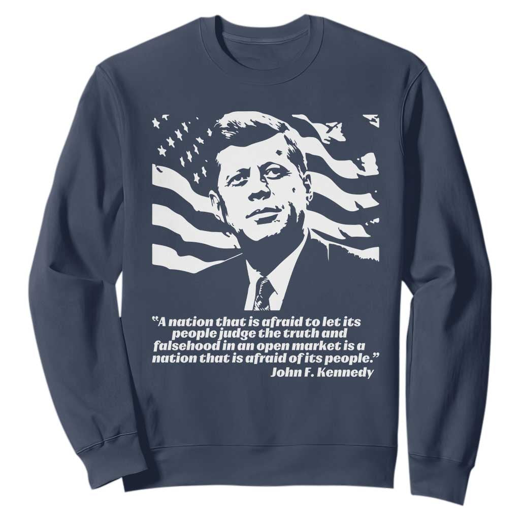 Theodore Roosevelt Quote Sweatshirt Patriotic American Flag Presidents Day TS14 Navy Print Your Wear