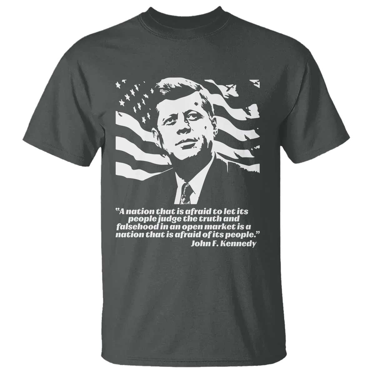 Theodore Roosevelt Quote T Shirt Patriotic American Flag Presidents Day TS14 Dark Heather Print Your Wear