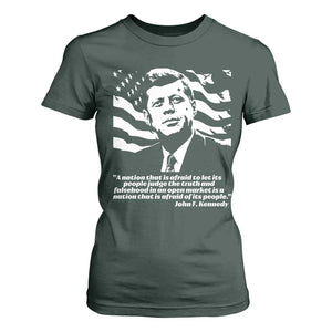 Theodore Roosevelt Quote T Shirt For Women Patriotic American Flag Presidents Day TS14 Dark Forest Green Print Your Wear