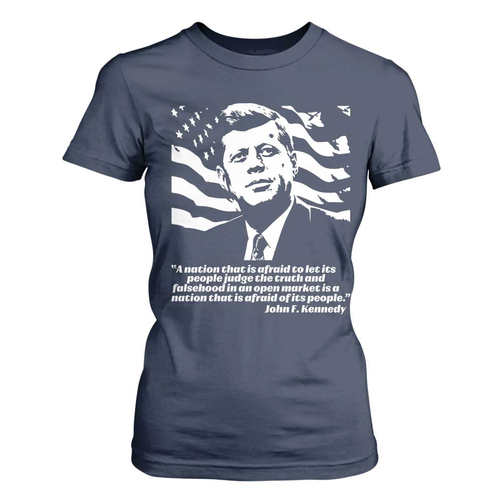 Theodore Roosevelt Quote T Shirt For Women Patriotic American Flag Presidents Day TS14 Navy Print Your Wear