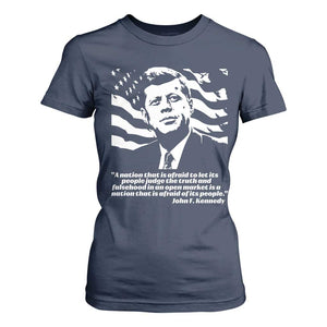 Theodore Roosevelt Quote T Shirt For Women Patriotic American Flag Presidents Day TS14 Navy Print Your Wear