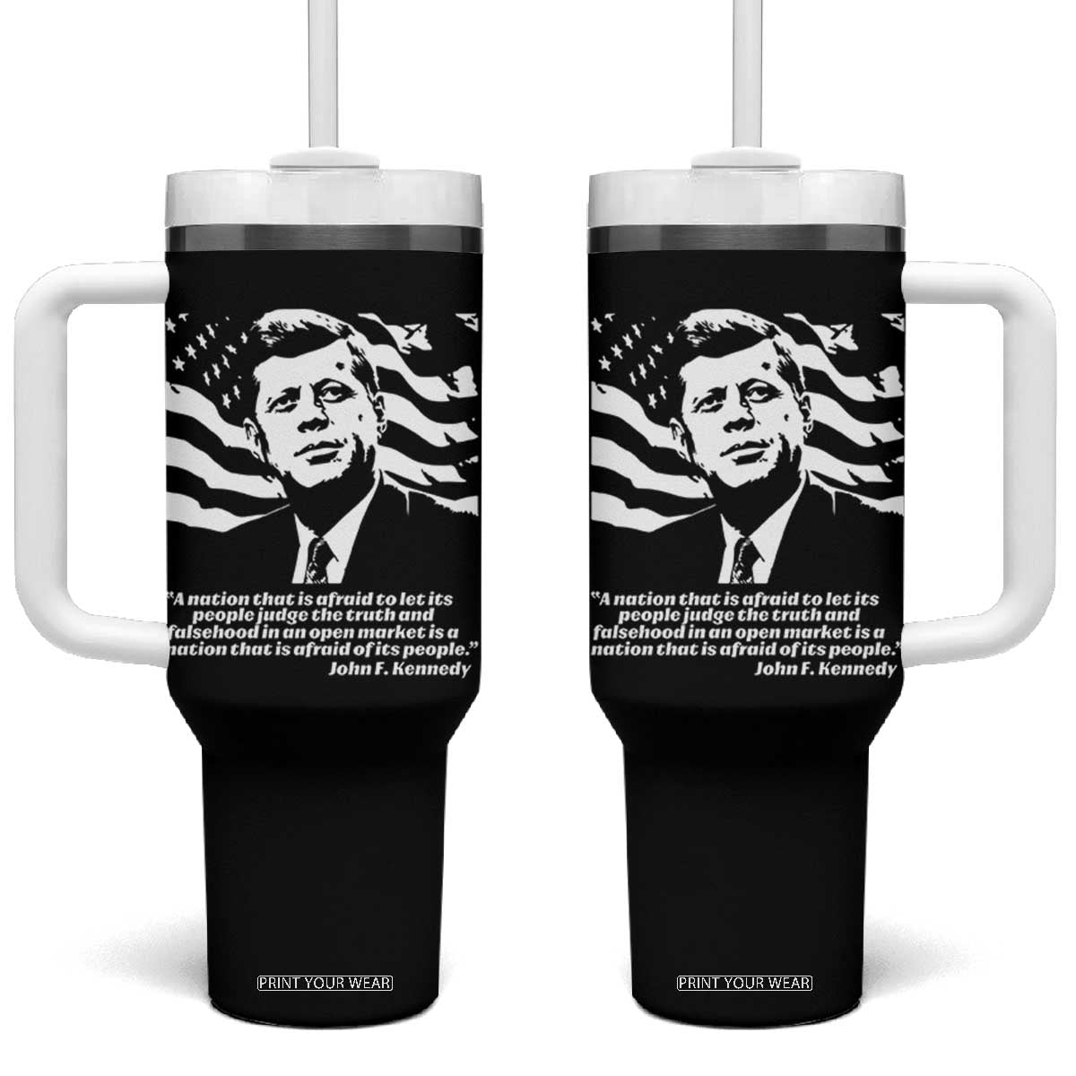 Theodore Roosevelt Quote Tumbler With Handle Patriotic American Flag Presidents Day TS14 One Size: 40 oz Black Print Your Wear