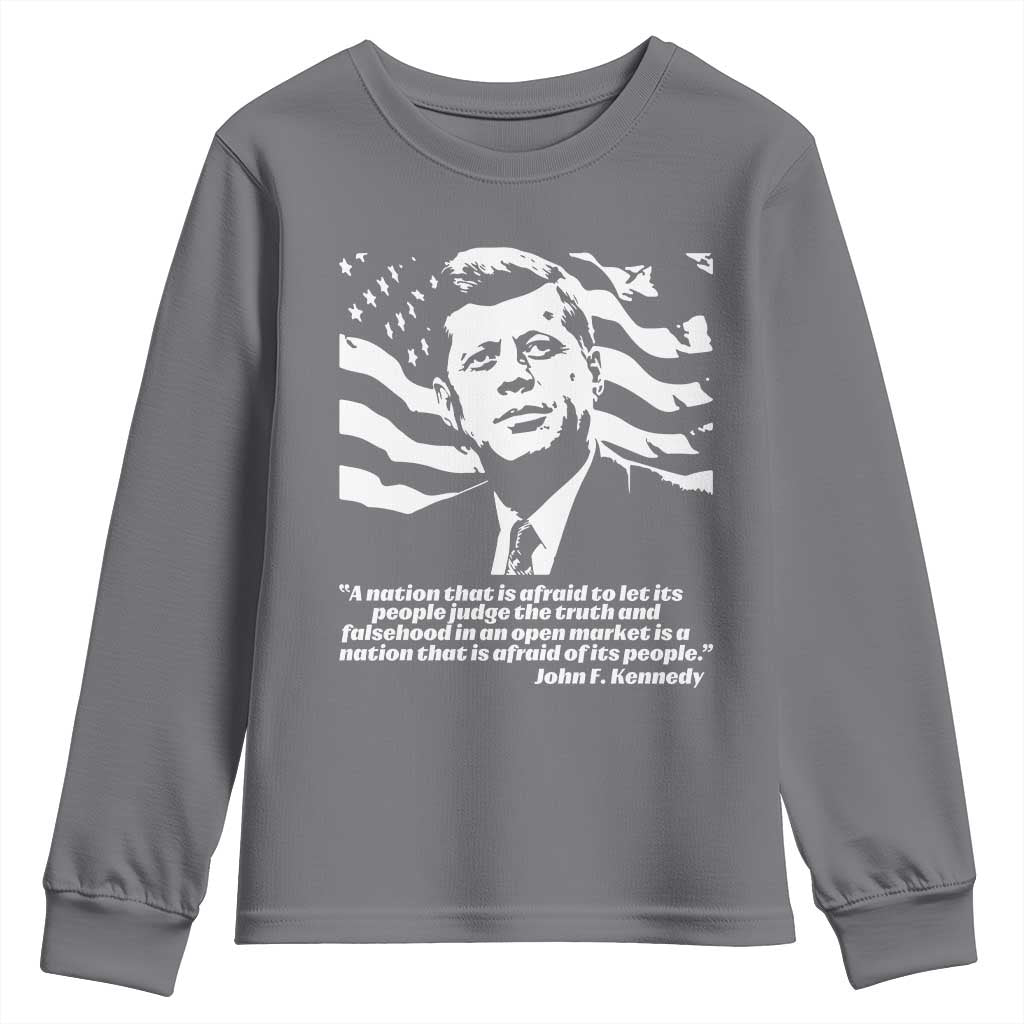Theodore Roosevelt Quote Youth Sweatshirt Patriotic American Flag Presidents Day TS14 Charcoal Print Your Wear