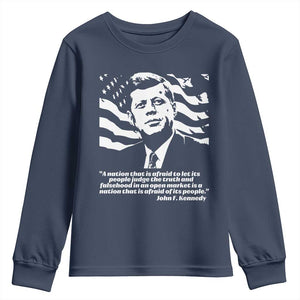 Theodore Roosevelt Quote Youth Sweatshirt Patriotic American Flag Presidents Day TS14 Navy Print Your Wear