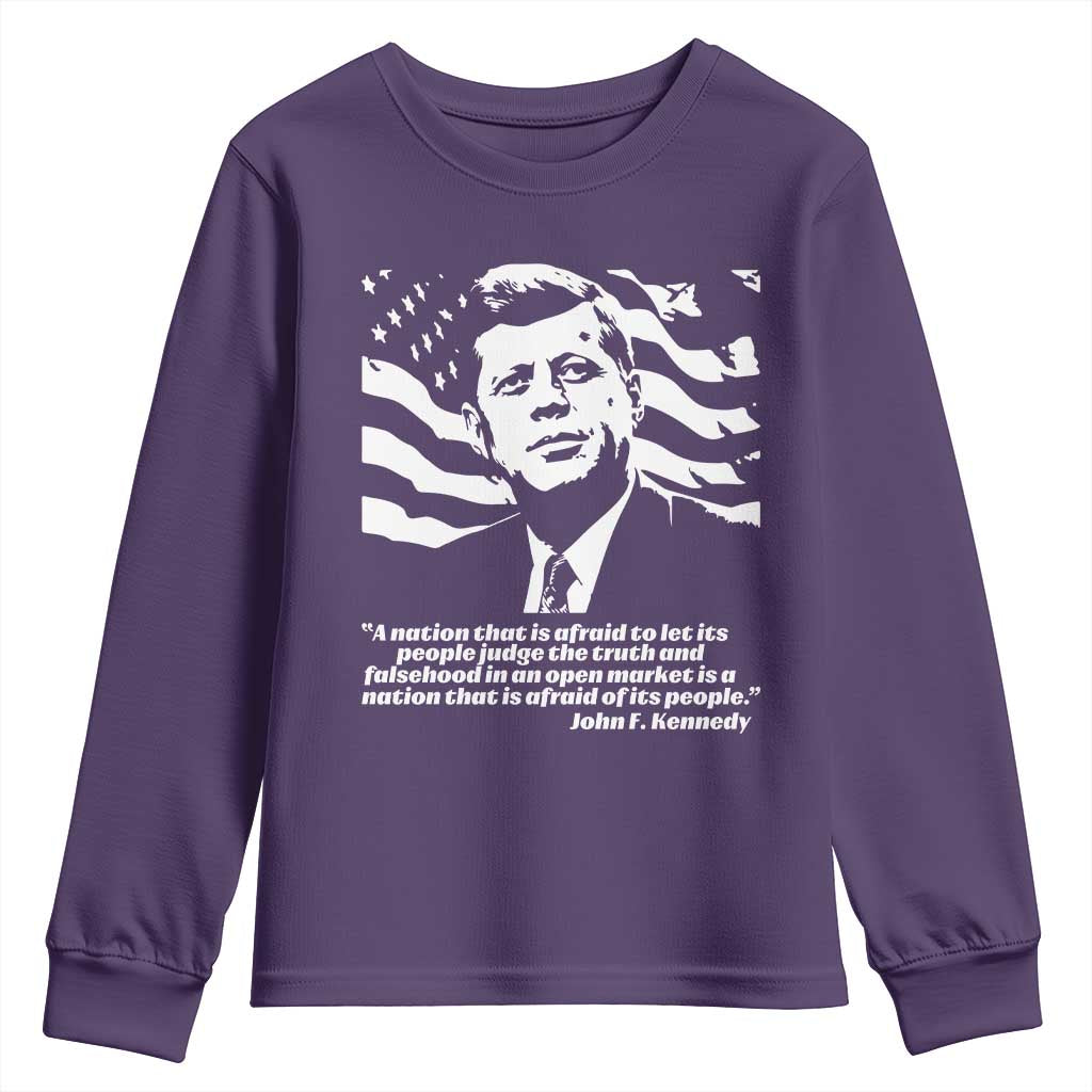 Theodore Roosevelt Quote Youth Sweatshirt Patriotic American Flag Presidents Day TS14 Purple Print Your Wear