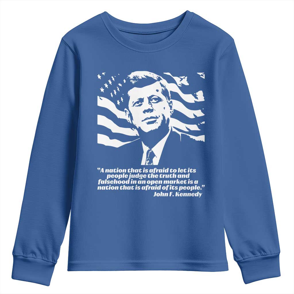 Theodore Roosevelt Quote Youth Sweatshirt Patriotic American Flag Presidents Day TS14 Royal Blue Print Your Wear