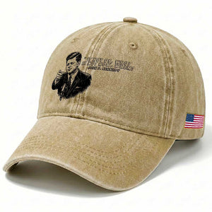 John F. Kennedy President Quote Washed Cotton Baseball Cap If Not Us Who If Not Now When TS14 Print Your Wear