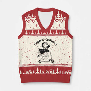 Toodaloo Cuntaroos V-Neck Knit Sweater Vest Funny Roller Girl Sarcastic TS14 Beige Red Print Your Wear