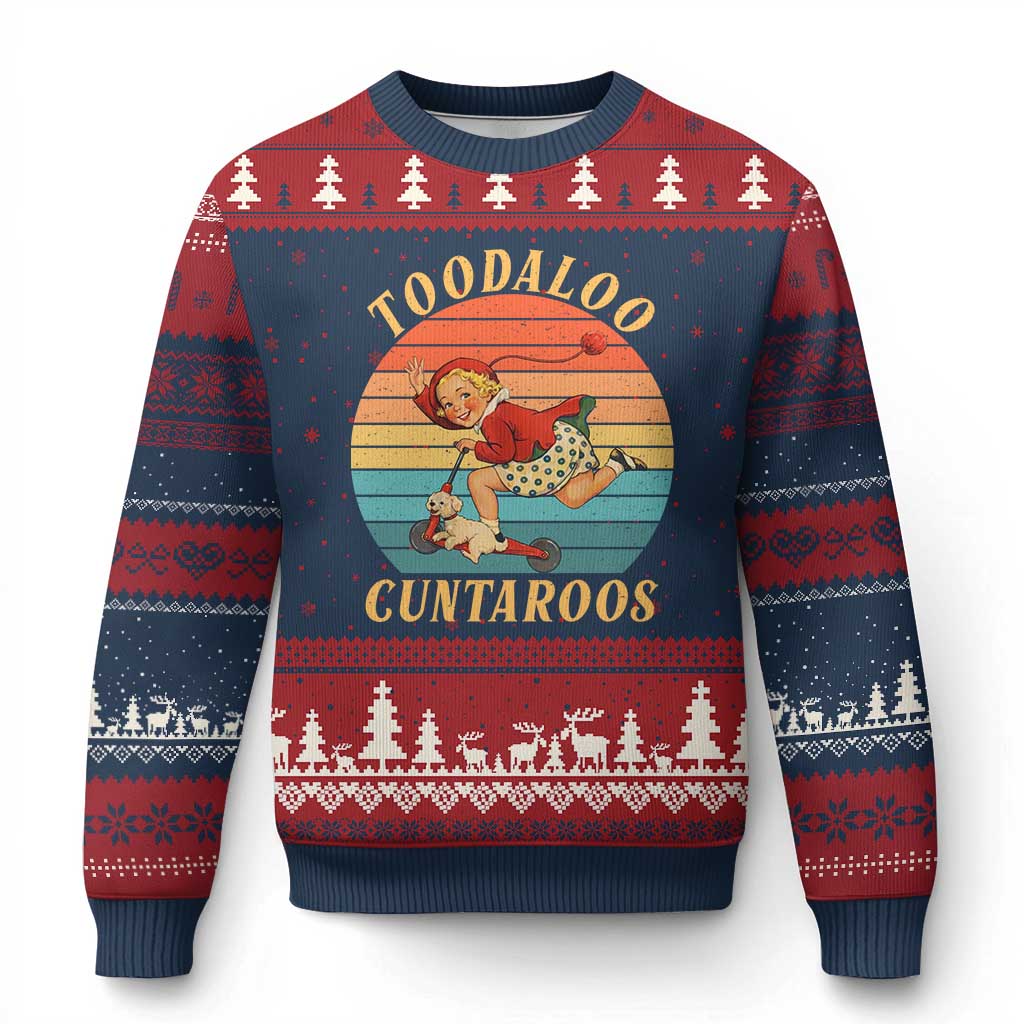 Toodaloo Cuntaroos Ugly Christmas Sweater Funny Sarcastic Goodbye Humor TS14 Navy Red Print Your Wear