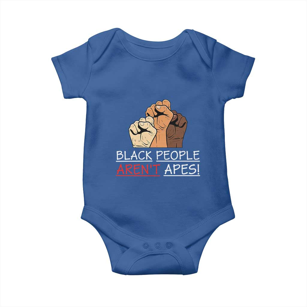 Black People Aren't Apes Baby Onesie Anti-Racist Statement TS14 Royal Blue Print Your Wear
