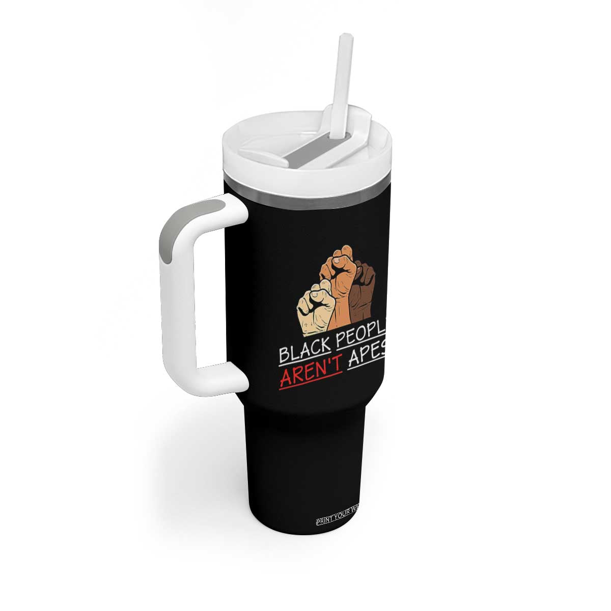 Black People Aren't Apes Tumbler With Handle Anti-Racist Statement TS14 Print Your Wear