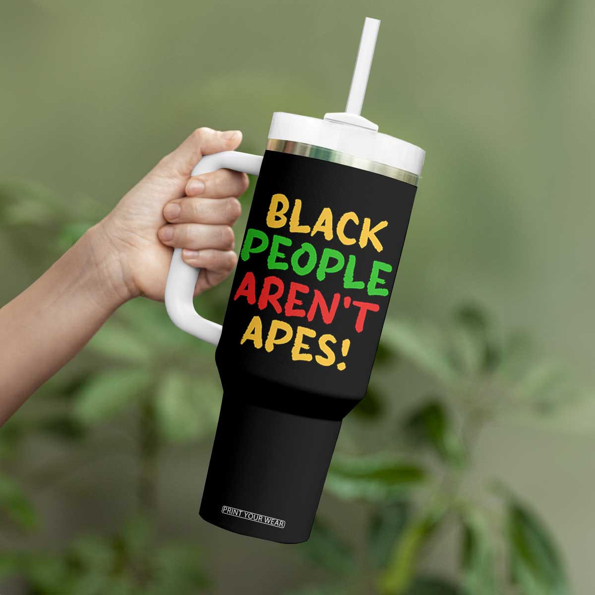 Black People Aren't Apes Tumbler With Handle Anti Racist Protest TS14 Print Your Wear