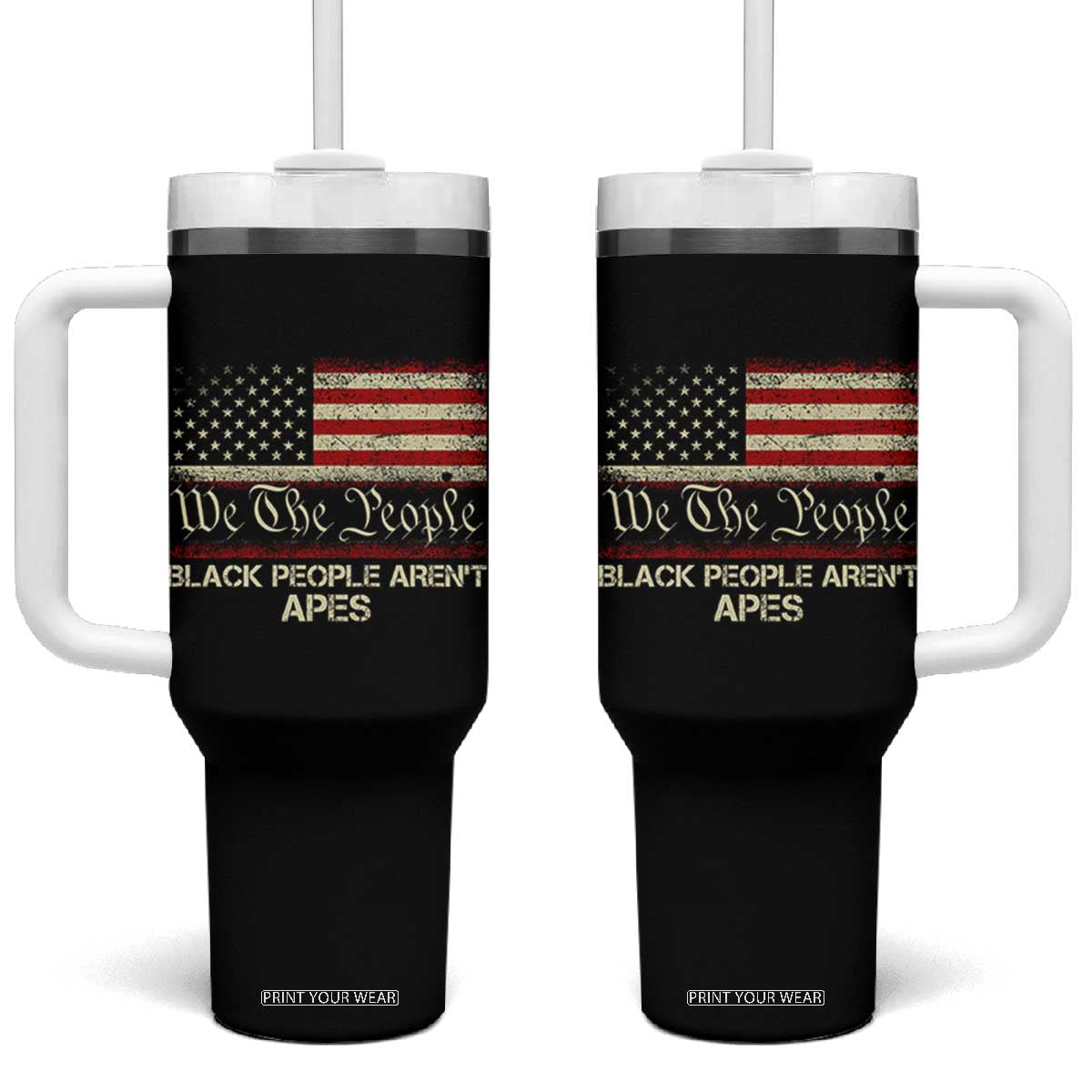 Black People Aren't Apes Tumbler With Handle We The People Anti Racist Protest TS14 One Size: 40 oz Black Print Your Wear