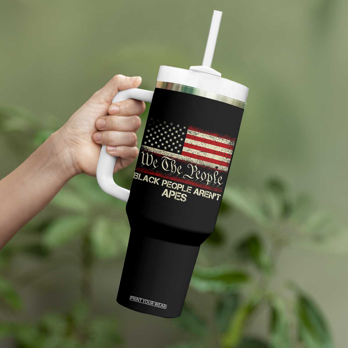 Black People Aren't Apes Tumbler With Handle We The People Anti Racist Protest TS14 Print Your Wear