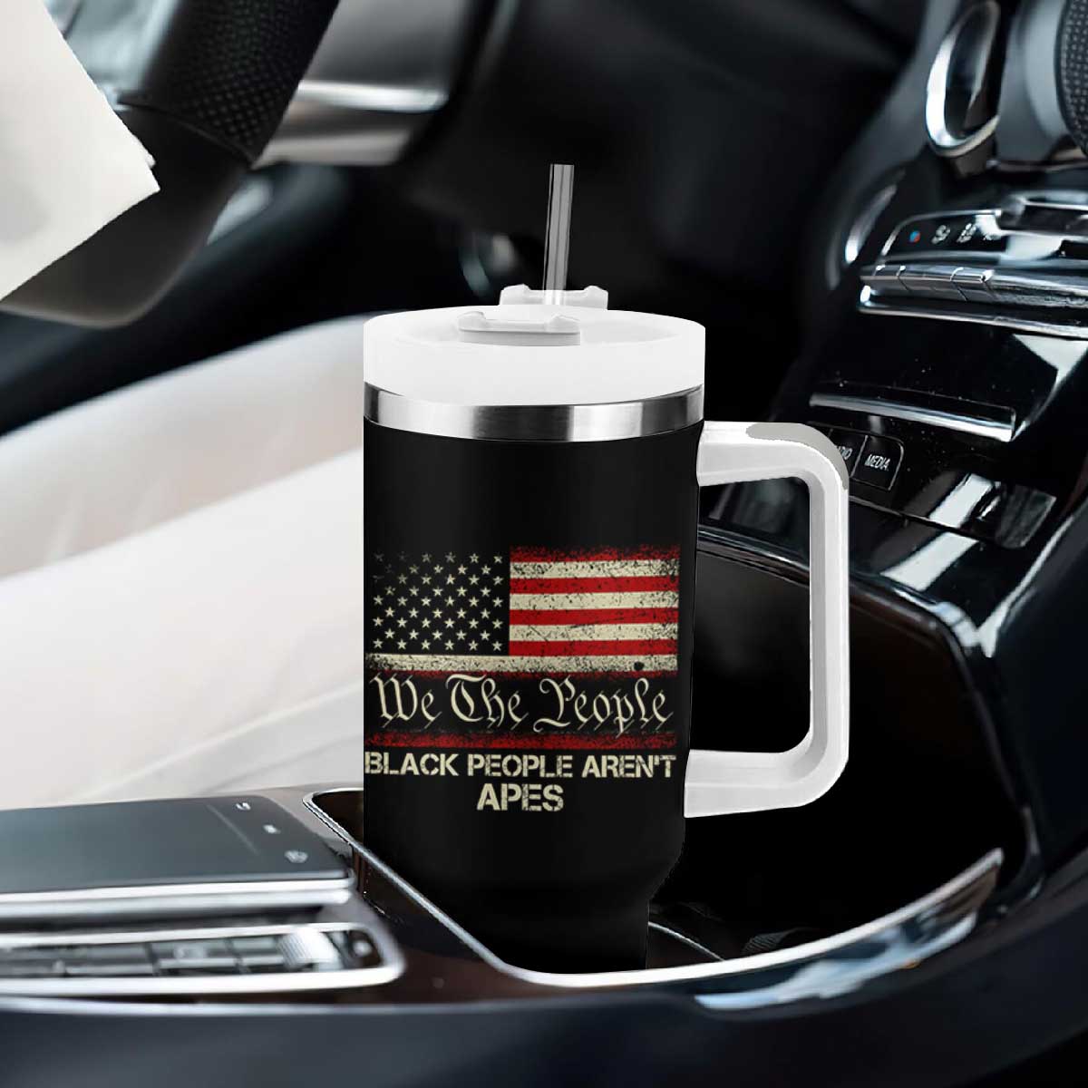 Black People Aren't Apes Tumbler With Handle We The People Anti Racist Protest TS14 Print Your Wear