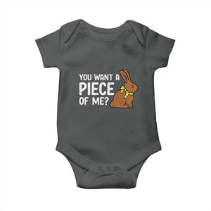 You Want A Piece Of Me Baby Onesie Funny Easter Chocolate Bunny TS14 Dark Heather Print Your Wear