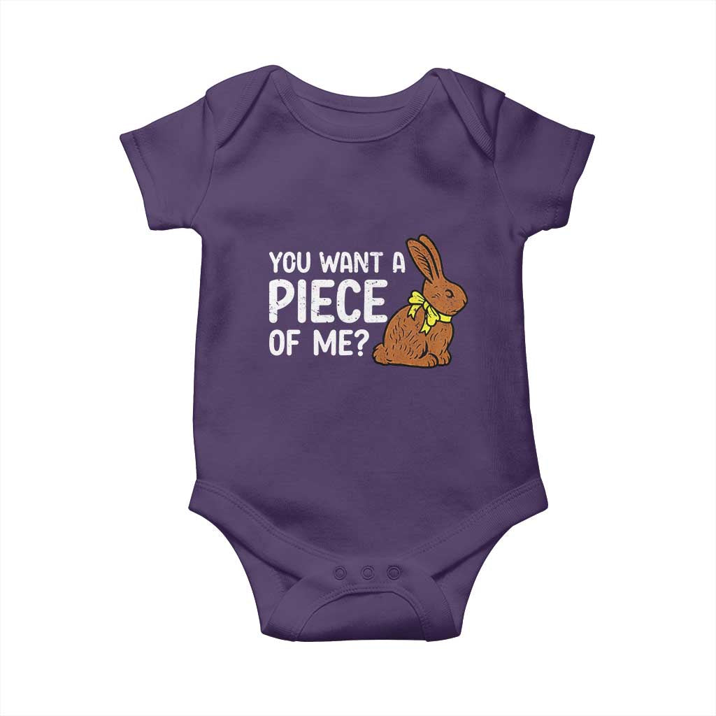 You Want A Piece Of Me Baby Onesie Funny Easter Chocolate Bunny TS14 Purple Print Your Wear