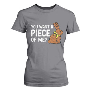You Want A Piece Of Me T Shirt For Women Funny Easter Chocolate Bunny TS14 Charcoal Print Your Wear